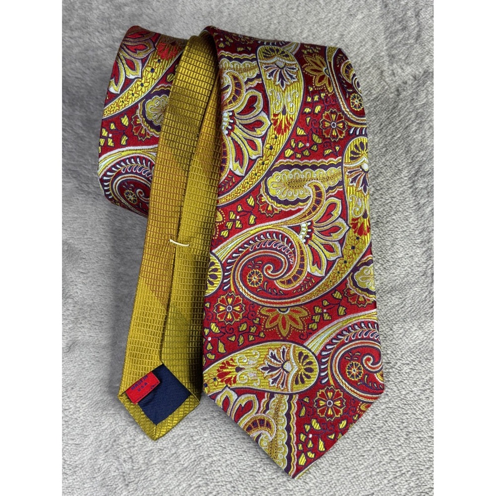Robert Graham Silk Tie Mens OS Red Gold Paisley Knowledge Wisdom Truth Wide USA